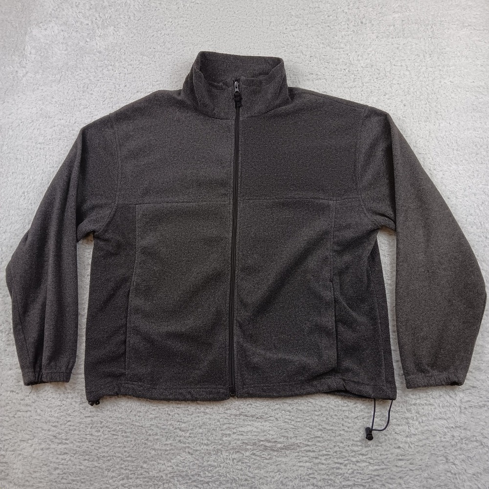Bass Pro Shops Jacket Fleece Men XL Gray Full Zip Drawstring Hem RN 74747